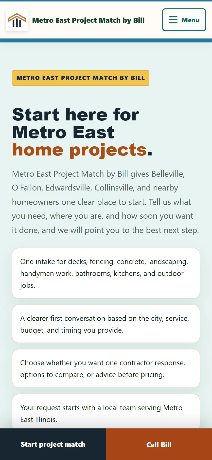 All Pro Metro East Project Match live mobile homepage